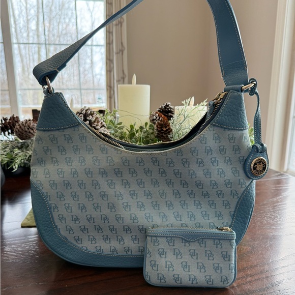Dooney & Bourke Handbags - Dooney & Bourke Vintage light blue Leather DB Monogram Shoulder bag & coin purse